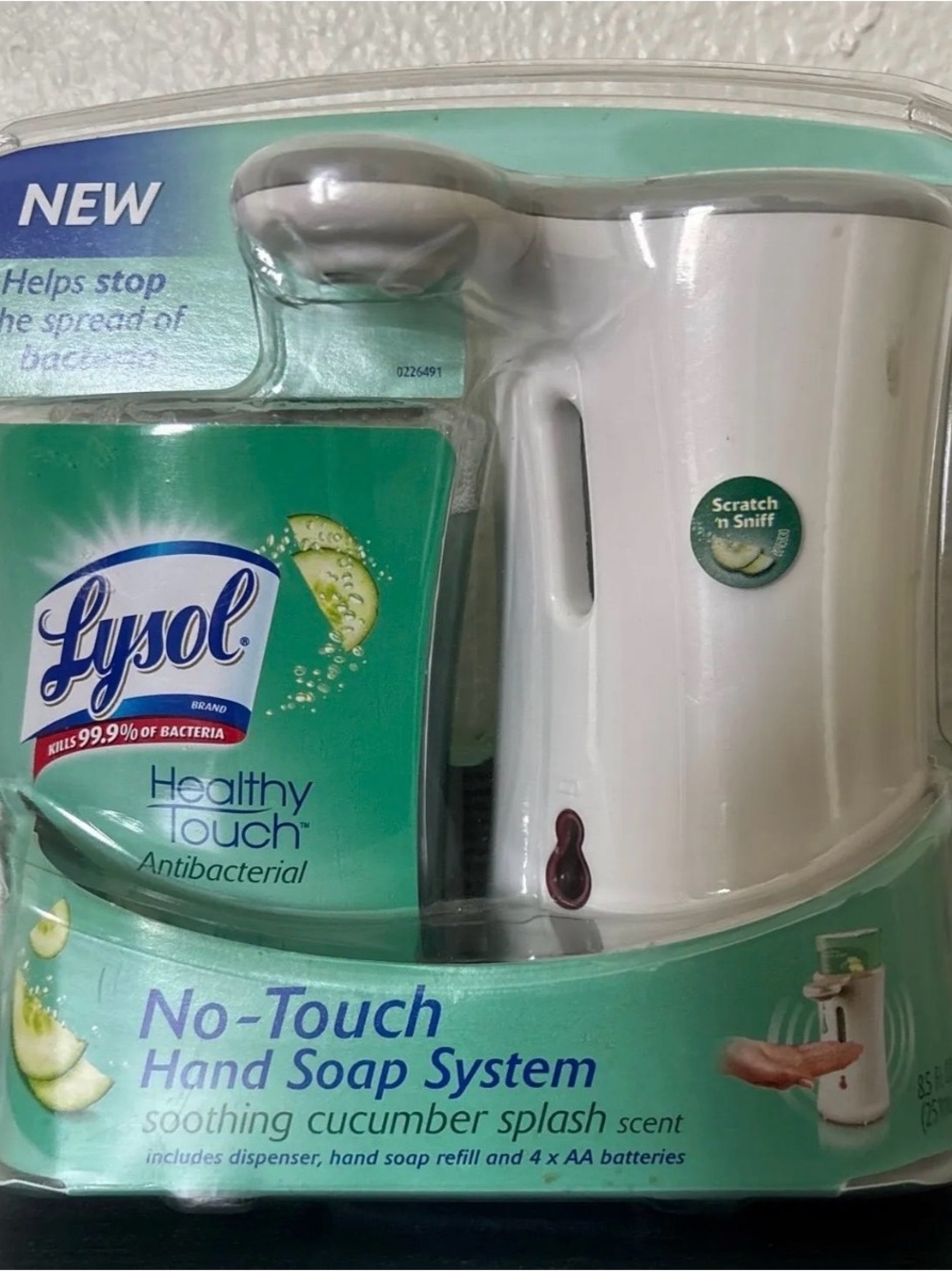 Lysol No Touch Hand Soap System Soothing Cucumber Splash Soap Dispenser NOS
